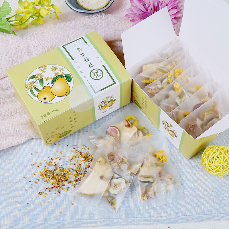 Haoyi Pear Osmanthus Tea Momordica Grosvenori Tea Fig Chrysanthemum Tea Dried Lily Bulb Braised Snow Pear and Rock Sugar Pear Tea Wholesale Delivery