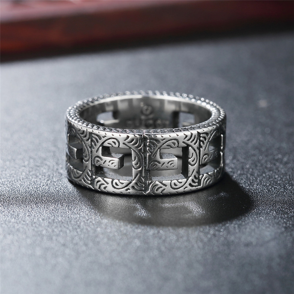 新款镂空戒指长城纹霸气戒指不锈钢饰品批发支持一件代发