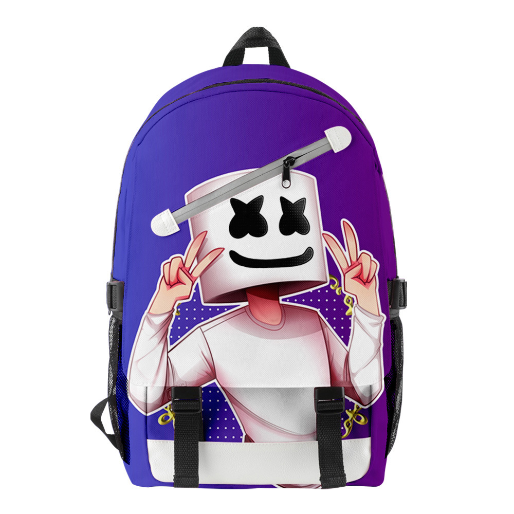 棉花糖 marshmello周边斜杠带链双肩包学生百搭时尚潮流 厂家直销