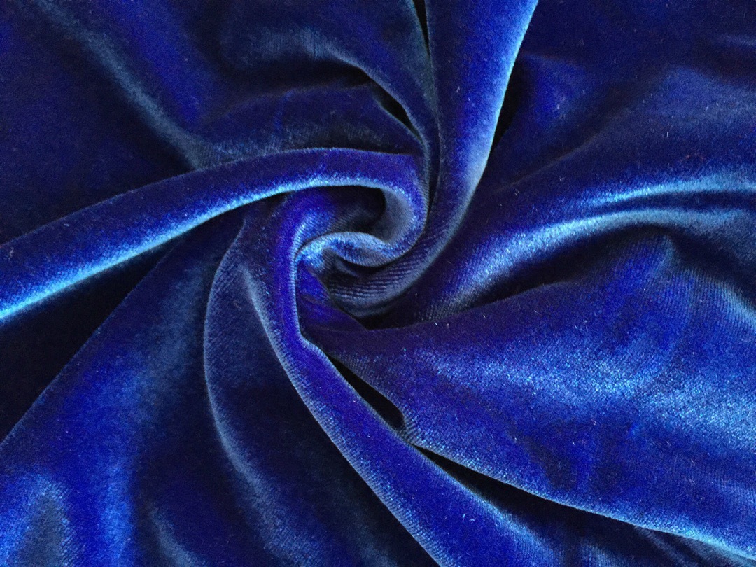 欧美风 意大利 宝石蓝长袖v领抽绳丝绒连衣裙