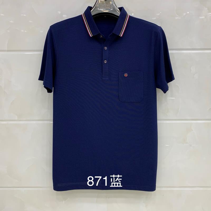 波鼠中老年短袖男父亲节红色宽松体t恤t棉翻领polo衫爸爸装爷爷夏