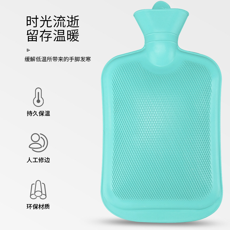 Rubber PVC Hot Water Bottle Cloth Cover Explosion-Proof Hand Warmer Large Thickening Thermal Insulation Hot-Water Bag Factory Wholesale