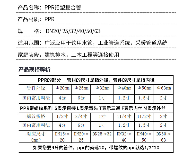 ppr管ppr水管ppr管材ppr冷热水管 铝塑复合管ppr煤改电煤改气厂家