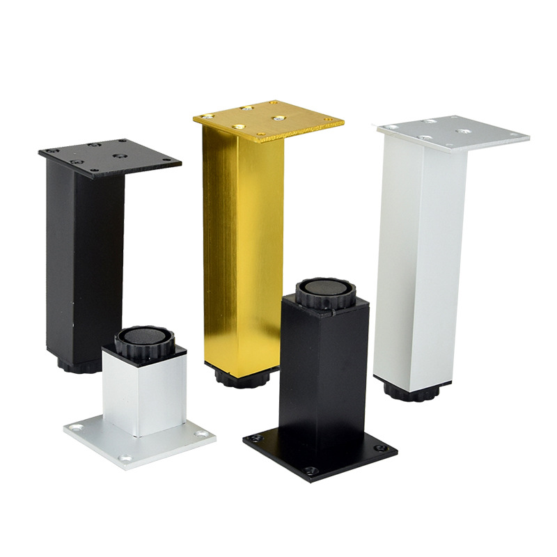 可调节桌脚 沙发脚 铝合金黑色柜脚 带底座桌脚 橱柜餐桌腿加高