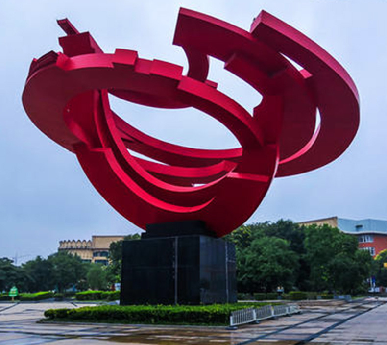 厂家定制 不锈钢天梯雕塑 红色抽象景观细校园雕塑 纯手工 044
