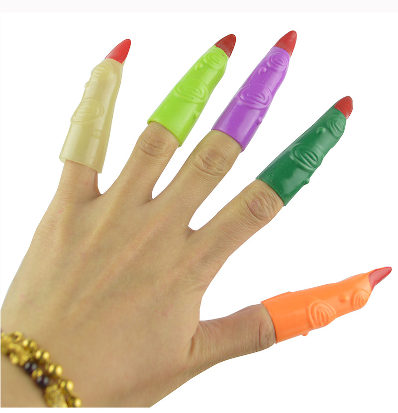万圣节巫婆道具 僵尸假手指套 巫婆指甲 鬼指甲 塑料手指套塑料手