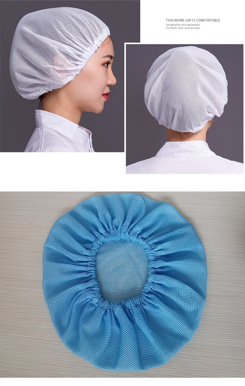 食品厂车间工作帽内帽网帽卫生帽食品白色轻薄透气全网网帽可水洗