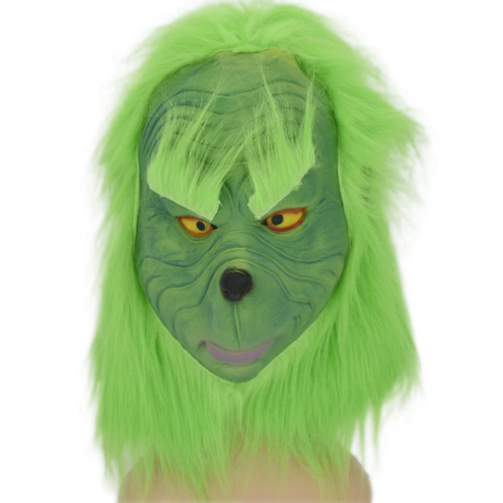 格林奇面具圣诞怪杰头套绿毛怪面具圣诞万圣节面罩派对脸谱道具新