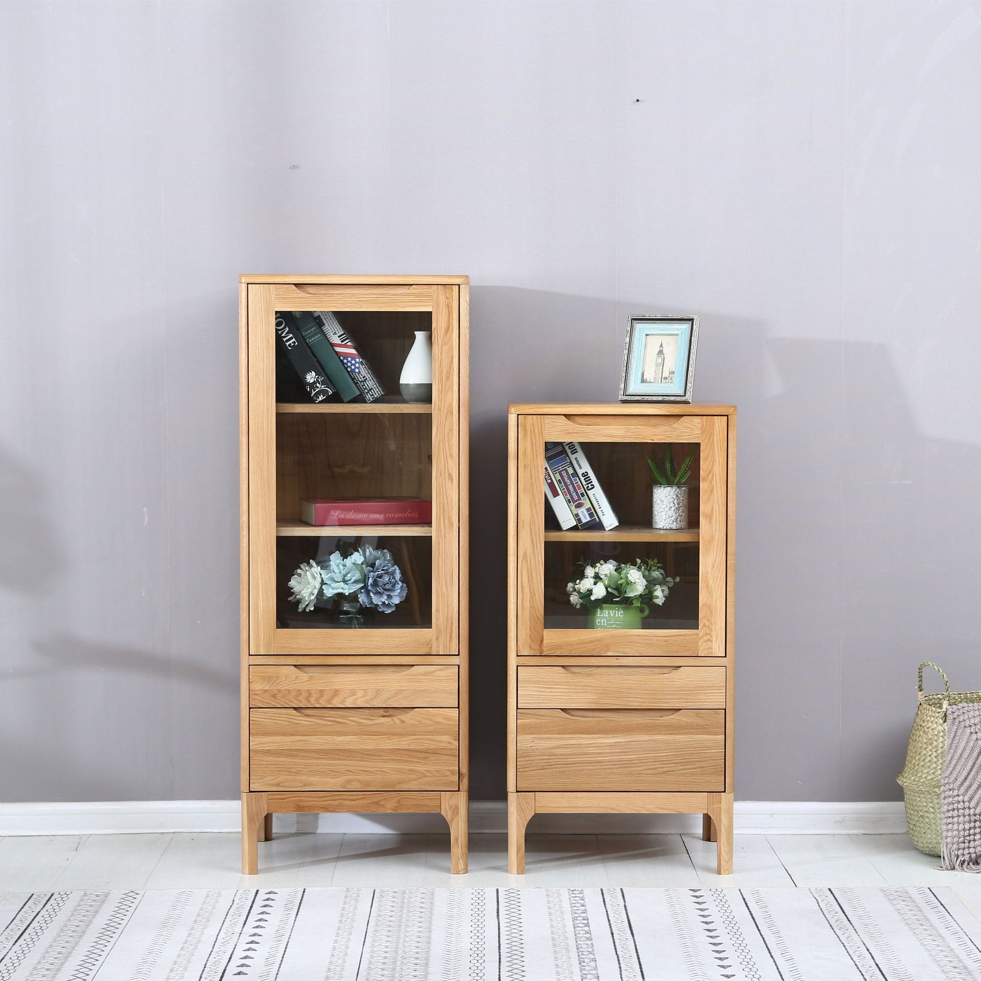 北欧实木高矮酒柜客厅轻奢餐具储物柜橱柜杯具碗柜子