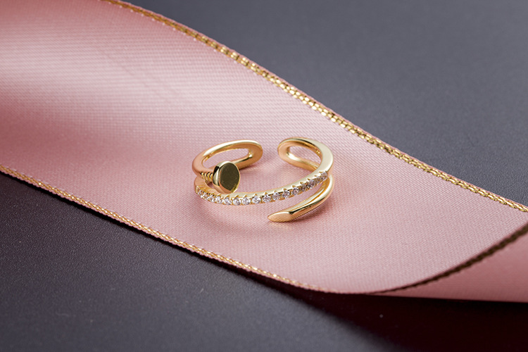 纯银s925黄金电镀t家开口螺丝钉女生戒指ins潮时尚食指个性小众