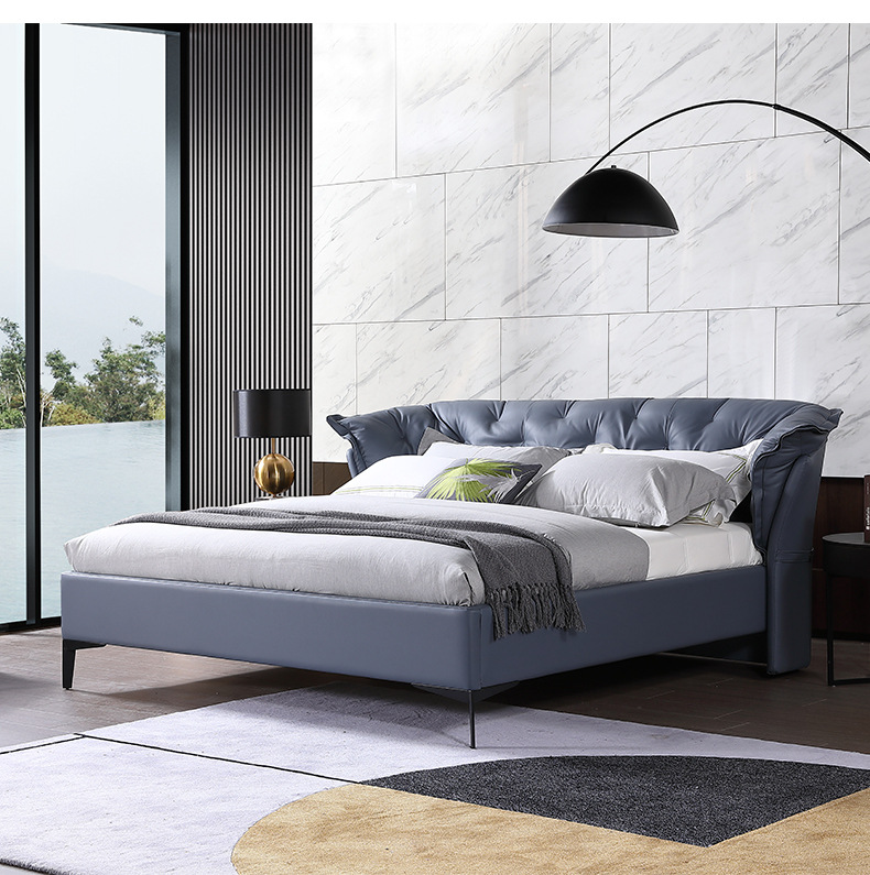 布凡迪 轻奢皮床真皮床主卧 港式双人后现代意式现代简约床