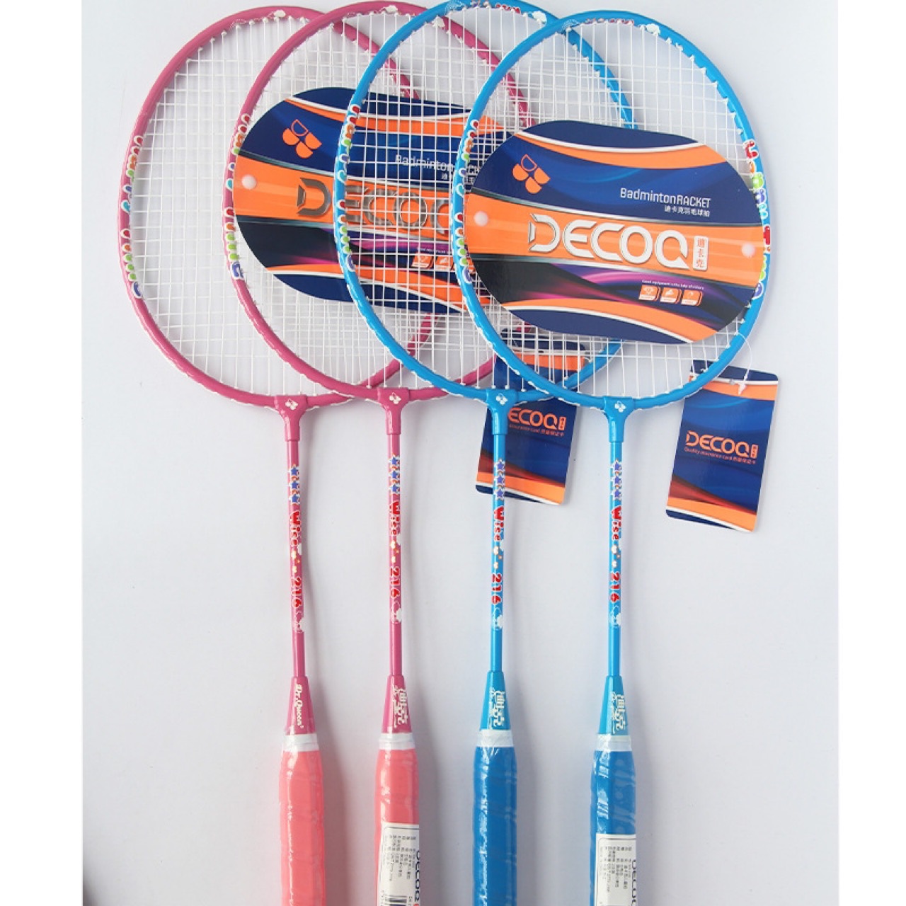 迪卡克216儿童羽毛球拍运动训练2支装双拍卡通拍厂家直销羽毛球拍