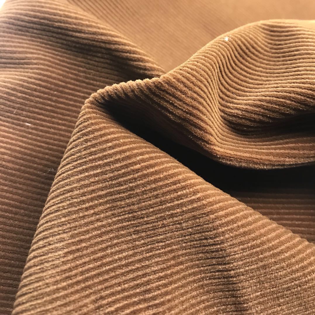 全涤灯芯绒坑条丽绒16条抽条植绒面料男装西装裤玩具箱包无弹布料