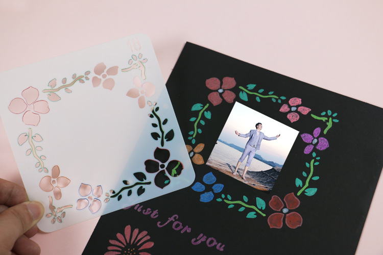 繁花似锦正方形24款diy手工绘画模版相册装饰绘画模板