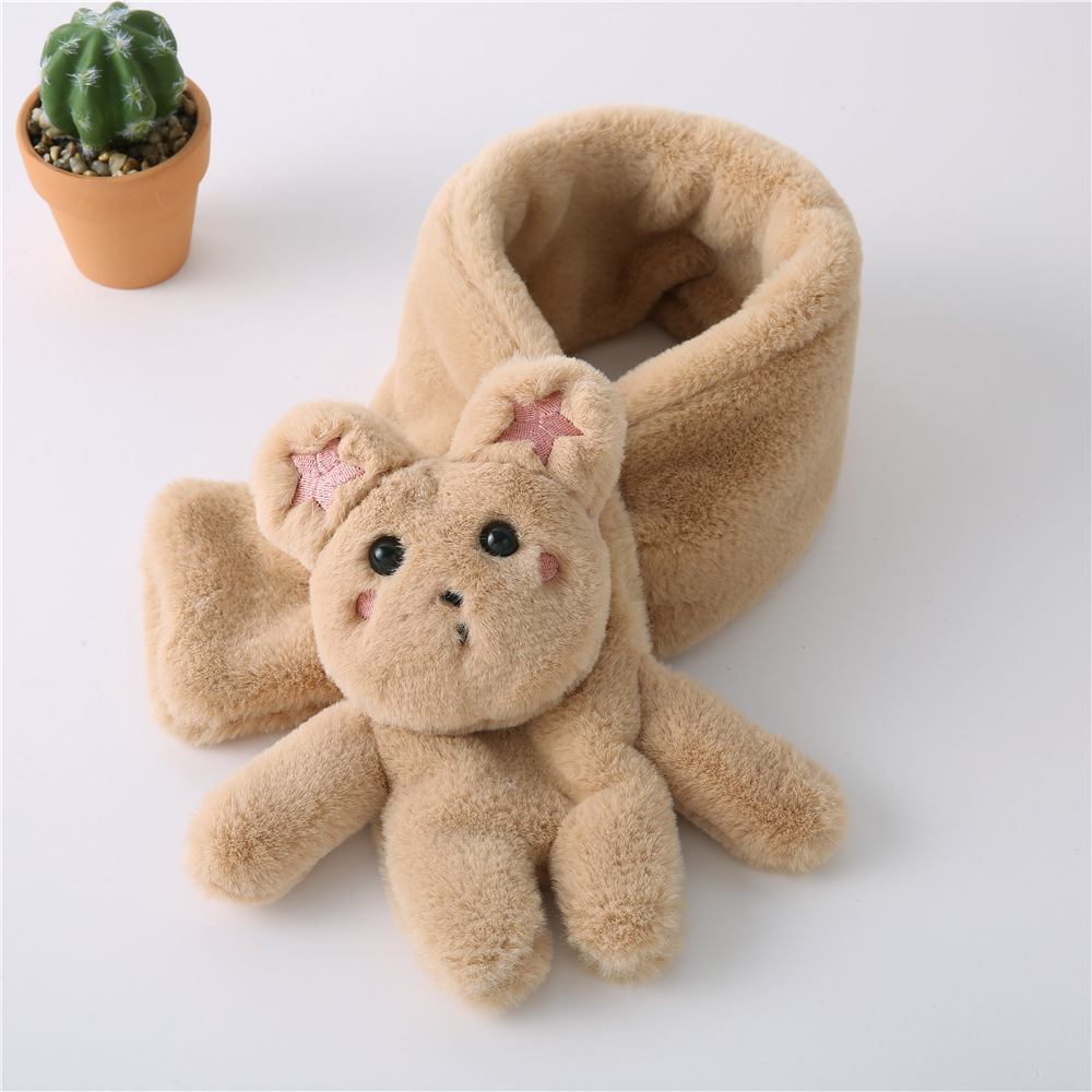 秋冬纯色卡通兔毛绒儿童围脖保暖宝宝围脖韩版仿獭兔绒男女童围巾