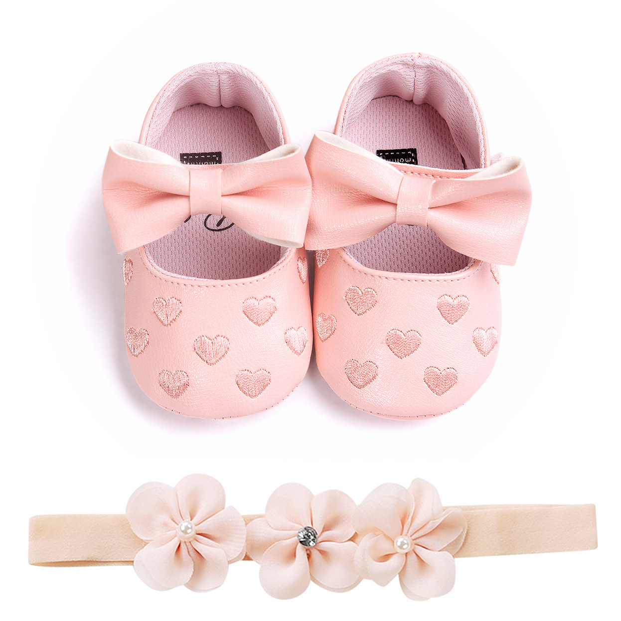 Butterfly Princess Shoes for Baby Baby Headband Headwear Shoes Soft Bottom Toddler Shoes Headdress Flower 2-Piece Set P1817