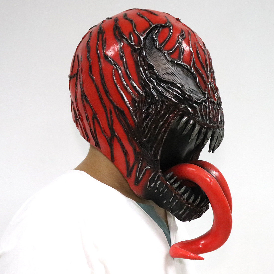 复仇者联盟红色毒液超凡蜘蛛侠面具头套外贸爆款毒液面具乳胶道具