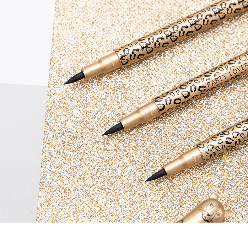 qic琦妮彩金钱豹纹防水眼线笔浓黑定妆显色不脱妆眼线液笔彩妆