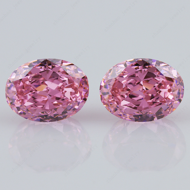 8a裸石批发深粉红色蛋形人工合成宝石椭圆形锆石可定制戒指首饰