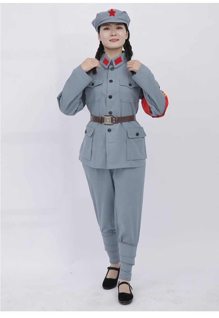 新款儿童红军演出服成人八路军新四军男女抗战表演服红卫兵合唱服