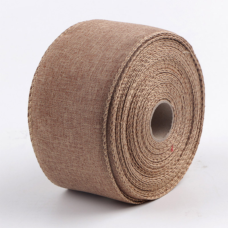 美丝达ribbon仿麻织带铁丝边麻带圣诞装饰红绿雪花格子丝带6米/卷