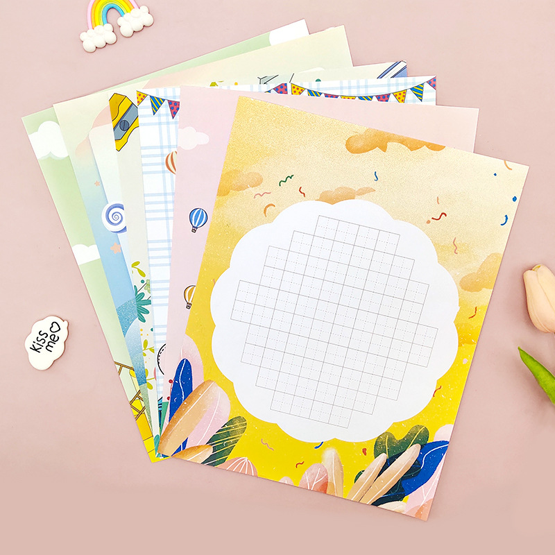 卡通加厚硬笔书法作品纸练字纸米字格古诗楷书写字比赛用练字帖