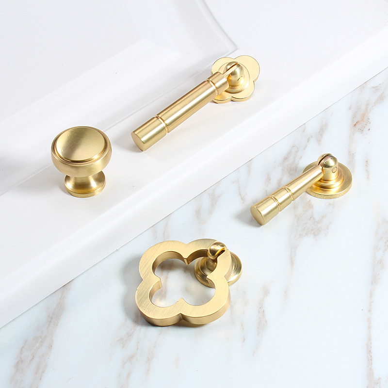 New Chinese Style Wine Cabinet Wardrobe Bathroom Cabinet Cabinet Door Handle Furniture Shoe Cabinet Drawer Gold Bronze Brushed Single Hole Handle