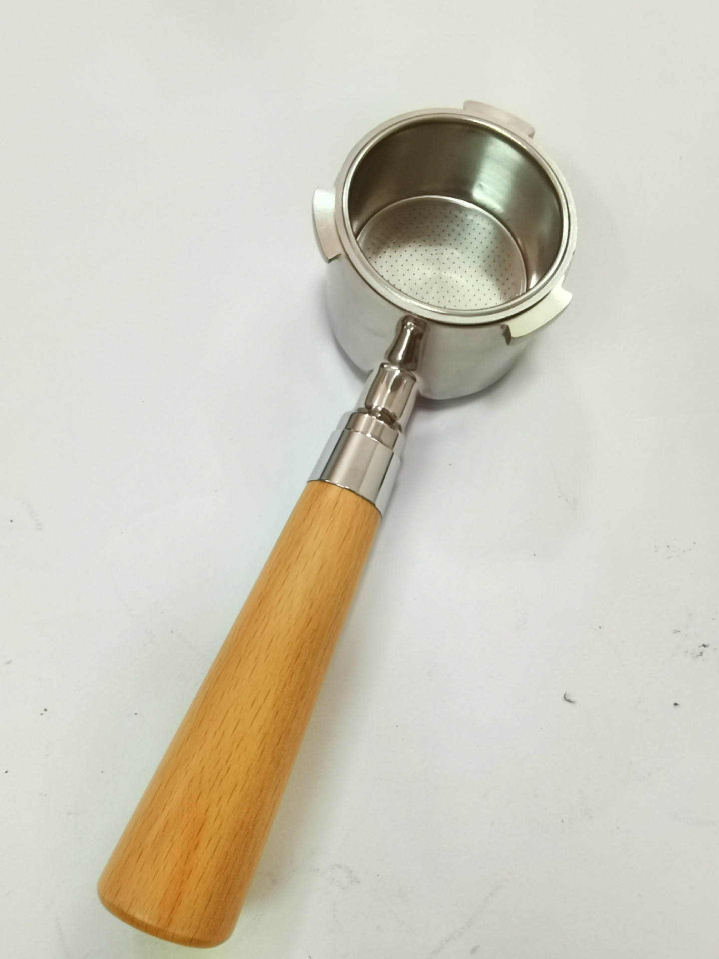 意式德龙咖啡机手柄51mm三耳无底不锈钢原色酸枝木可拆咖啡机把手