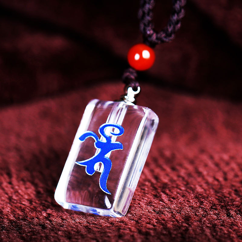 水晶佛像吊坠楞严咒带嗡字绿度母透明佛佛牌佛像佛挂件挂坠结缘