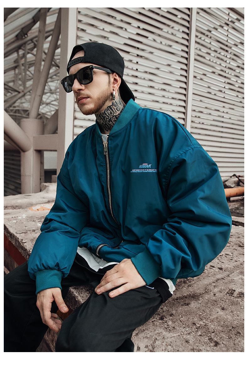 潮牌男装美式街头保暖夹克男潮欧美风宽松嘻哈bf风情侣男女外套冬