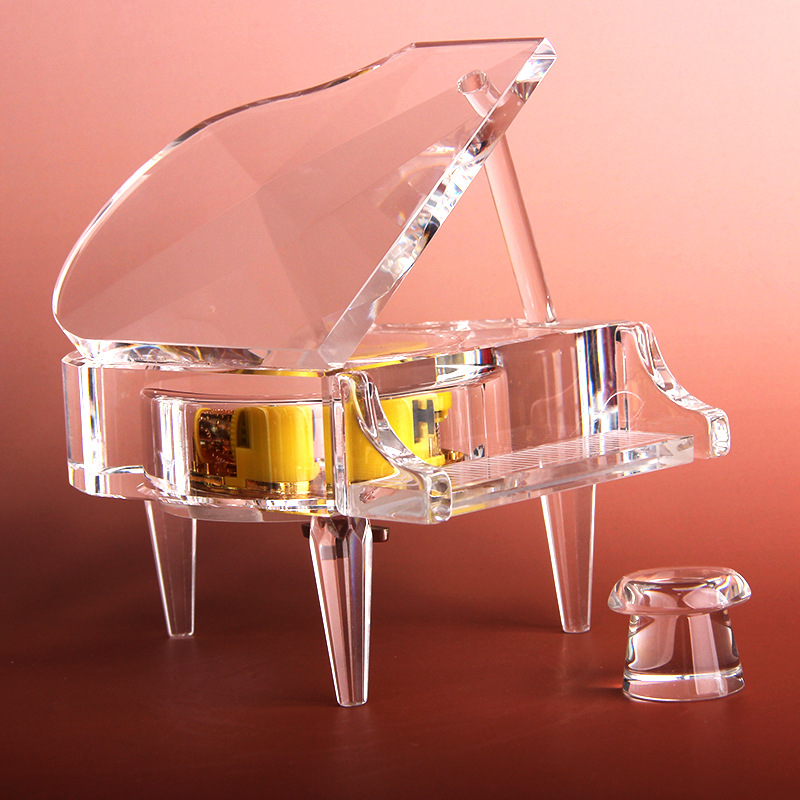 生日礼物音乐盒钢琴模型创意时尚水晶礼品工艺品定做批发水晶钢琴