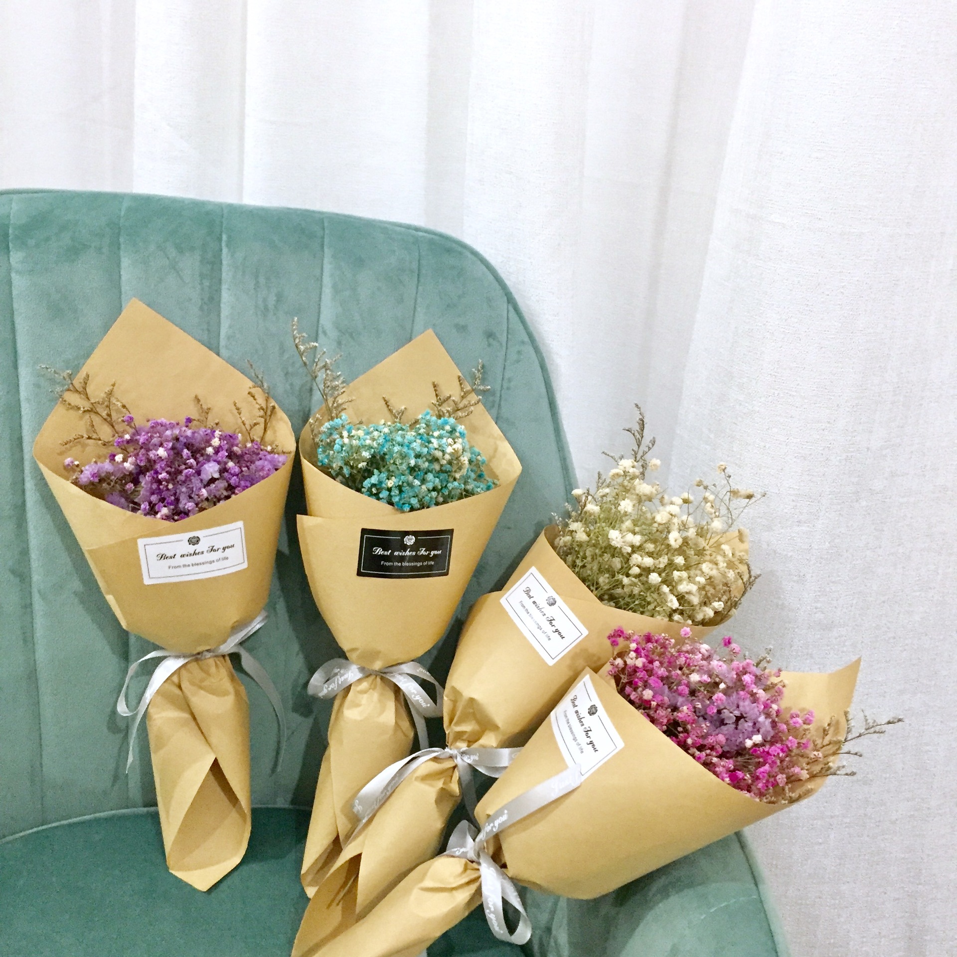 满天星花束勿忘我真干花送闺蜜女友生日礼物教师节毕业拍摄道具