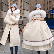 加长款派克服2021冬季新款韩版加厚宽松棉衣大码女式棉服可拆内胆