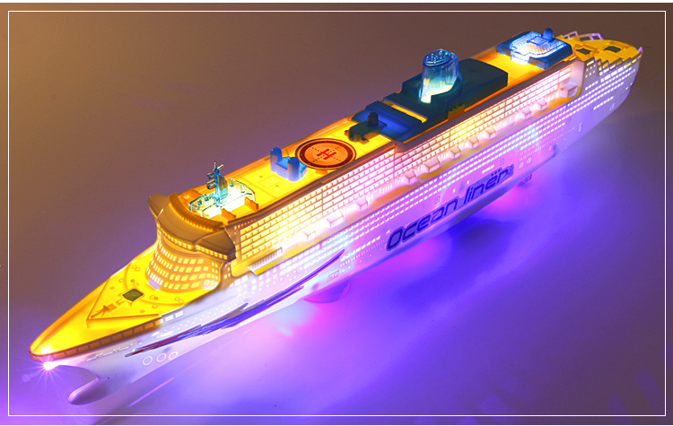 轮船模型电动万向游轮带灯光音乐儿童玩具地摊货批发