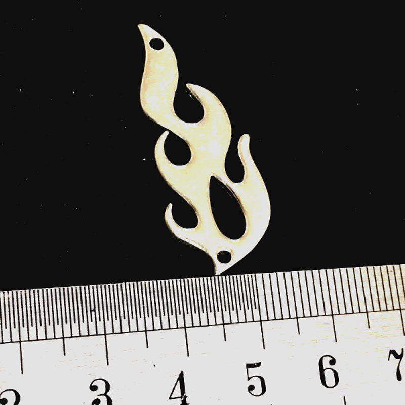 银色双孔火焰合金饰品挂件diy手链项链藏银吊坠连接手工配件