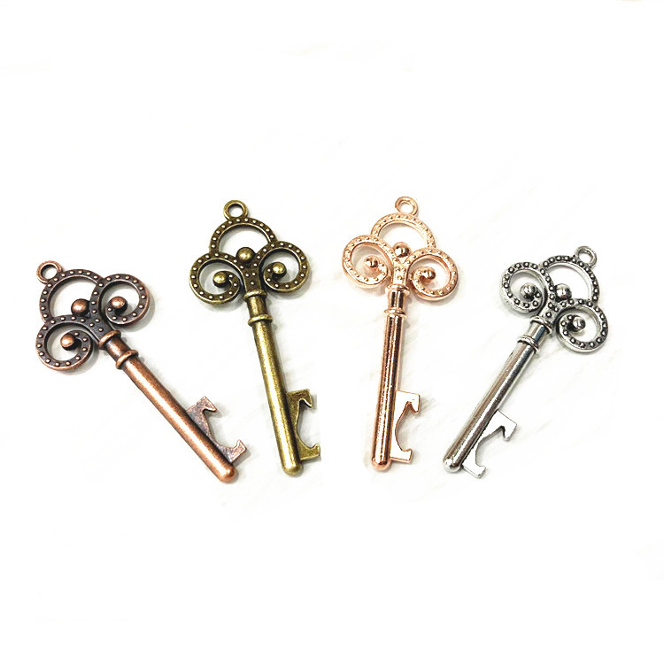 Metal Key Bottle Opener Wedding Gifts Vintage Red Copper Metal Accessories Bottle Opener Pendant 50 Pcs/Set