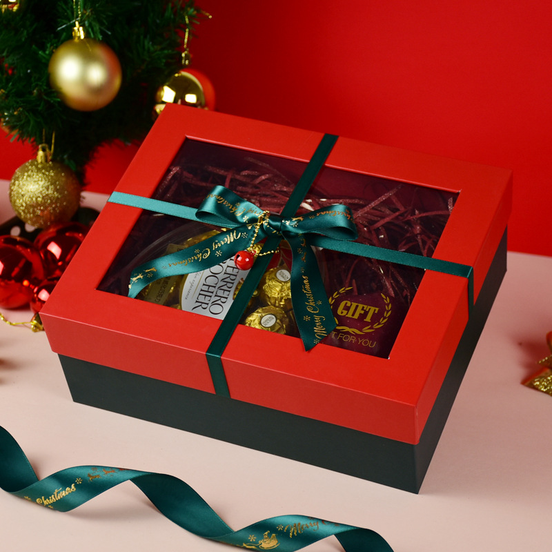 圣诞节惊喜礼品包装盒平安夜苹果盒围巾袜子圣诞礼物空盒子定制