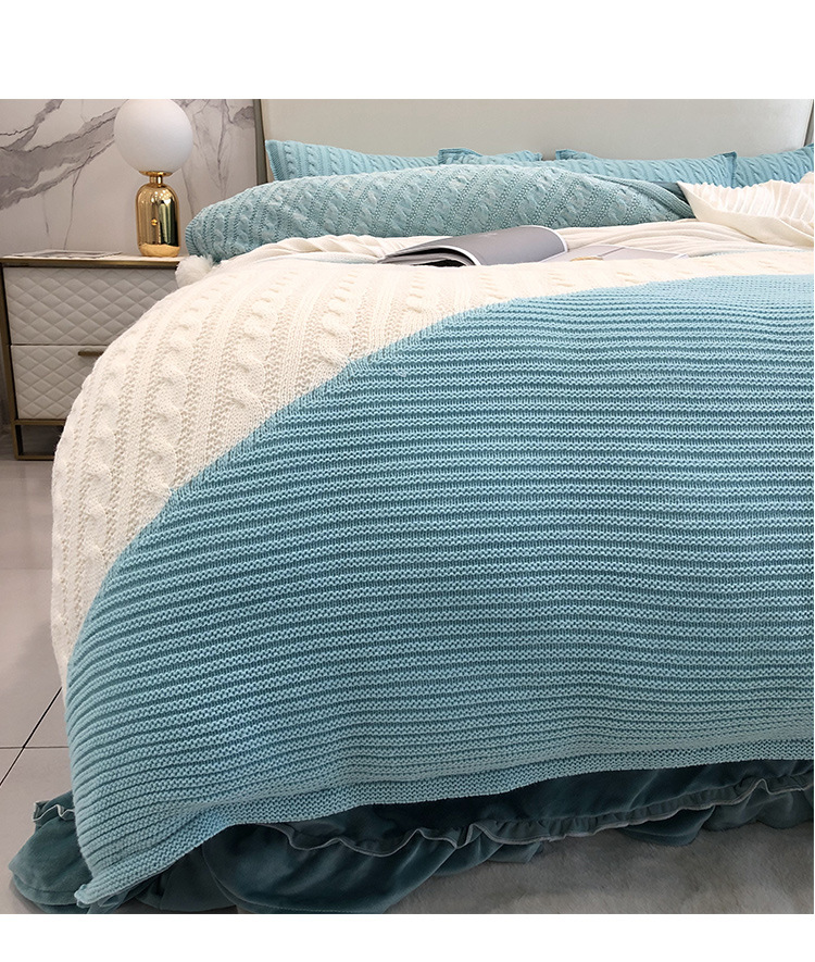 轻奢风简约加厚牛奶绒四件套秋冬季双面绒拼色珊瑚绒被套床上用品