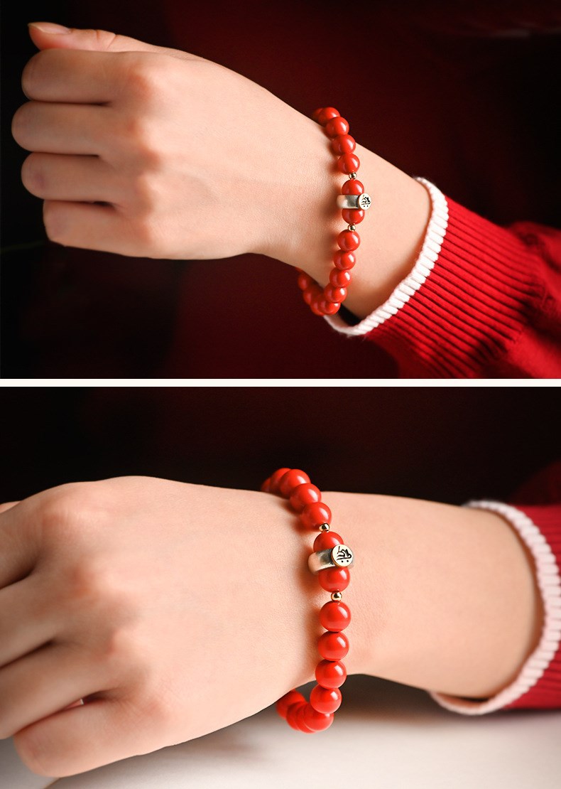 原矿朱砂手串8mm单圈diy简约搭配生肖守护神手链男女情侣款