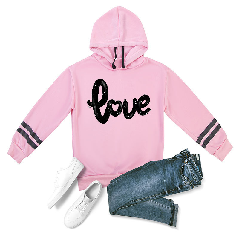 黑色love印花图案2020百搭男女双杠卫衣 wish 亚马孙 ebay 速卖通