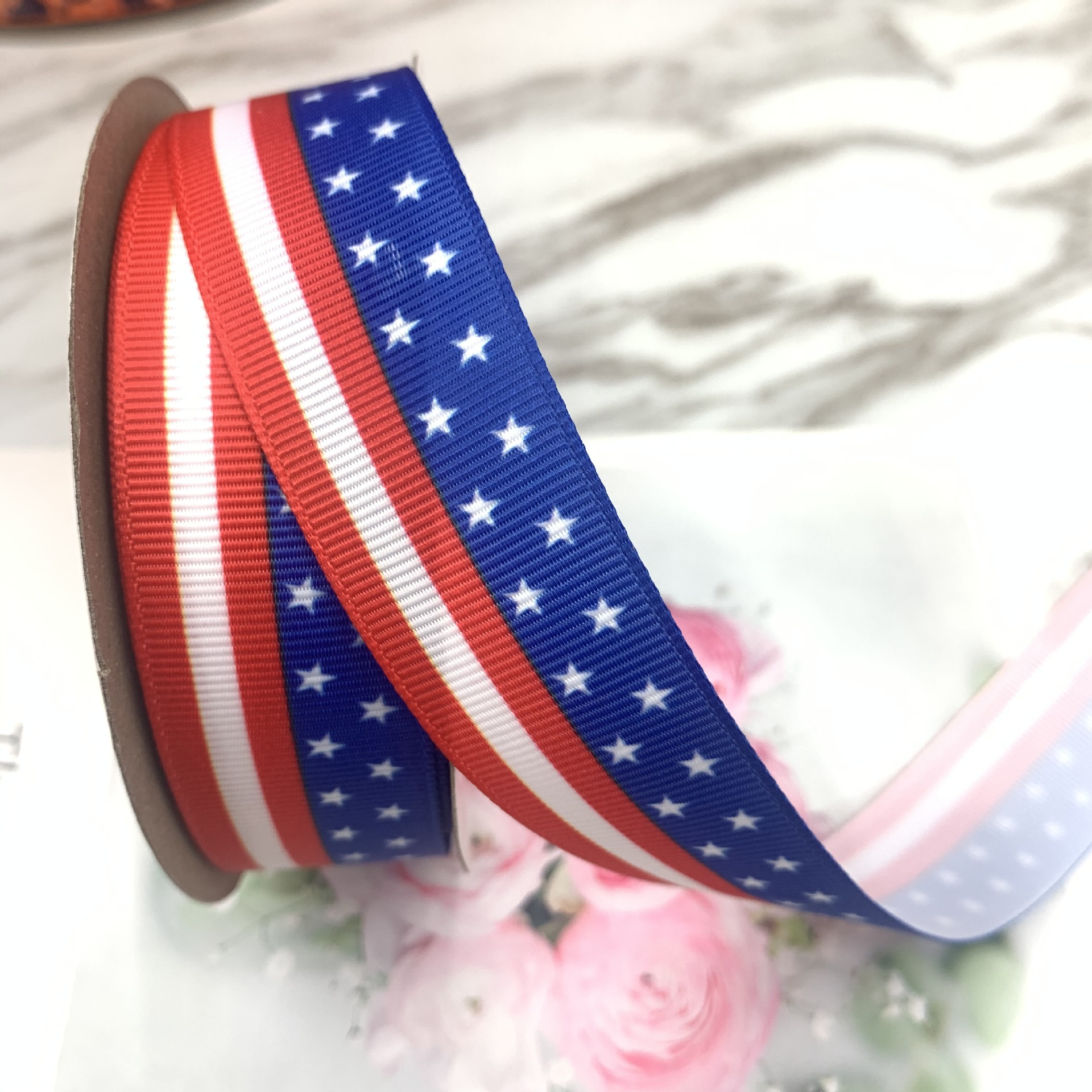 4cm American Independence Day XINGX Horizontal Bar Thread Belt Silk Screen Printed Ribbon Thermal Transfer Cake DIY Ribbon