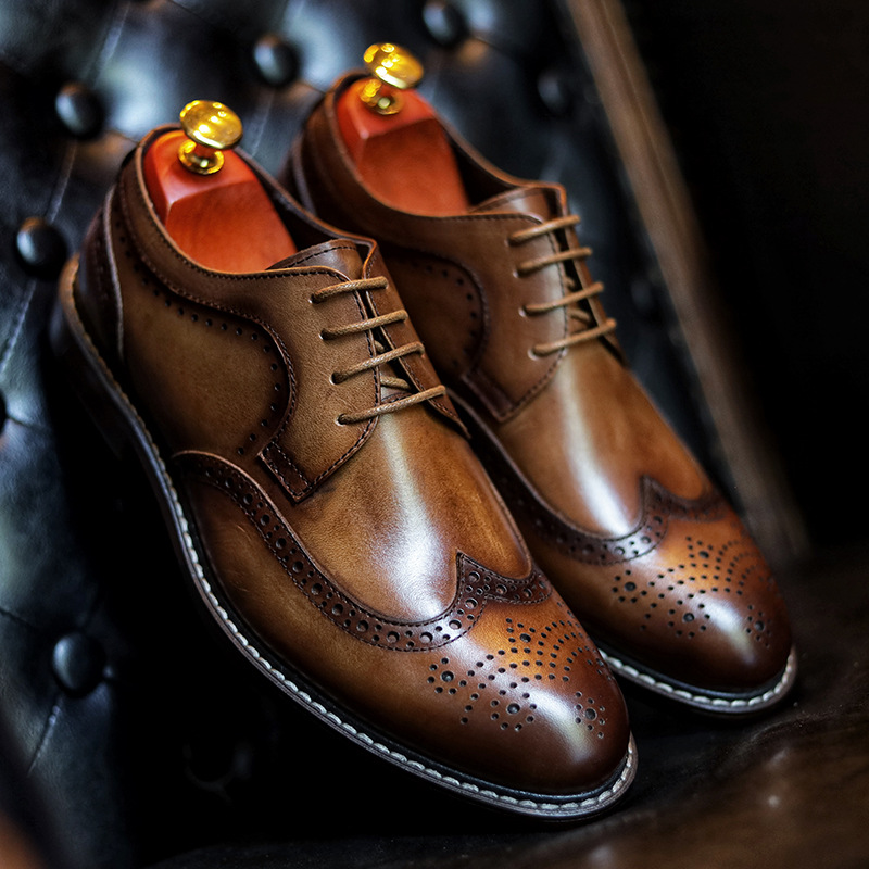 一件代发布洛克雕花男士商务正装皮鞋德比鞋结婚英伦风巴洛克鞋子