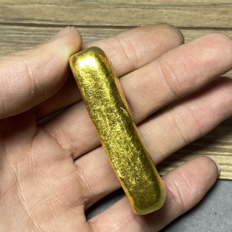 古玩招财金锭金饼金元宝仿真古董道具装饰品仿古纯铜鎏金砖假金条