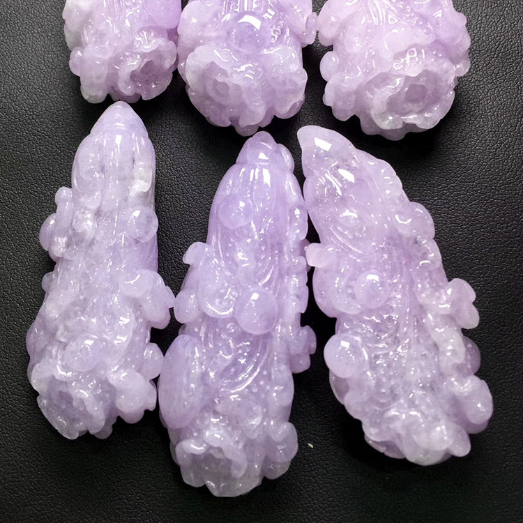 厂家批发天然翡翠a货吊坠 满色紫罗兰白菜玉吊坠 玉坠挂件礼物