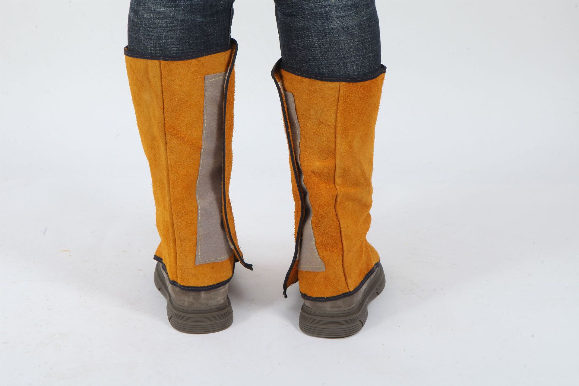 牛皮焊工脚套电焊围裙防火花飞溅电焊服套装牛皮电焊防护套袖定制