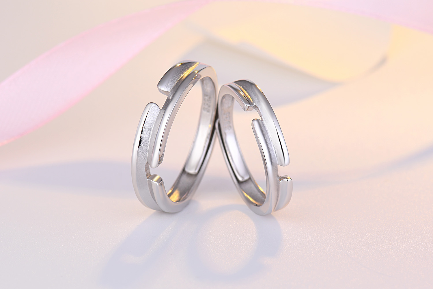 s925情侣戒指女男纯银一对 异地恋对戒简约个性网红 开口戒批发