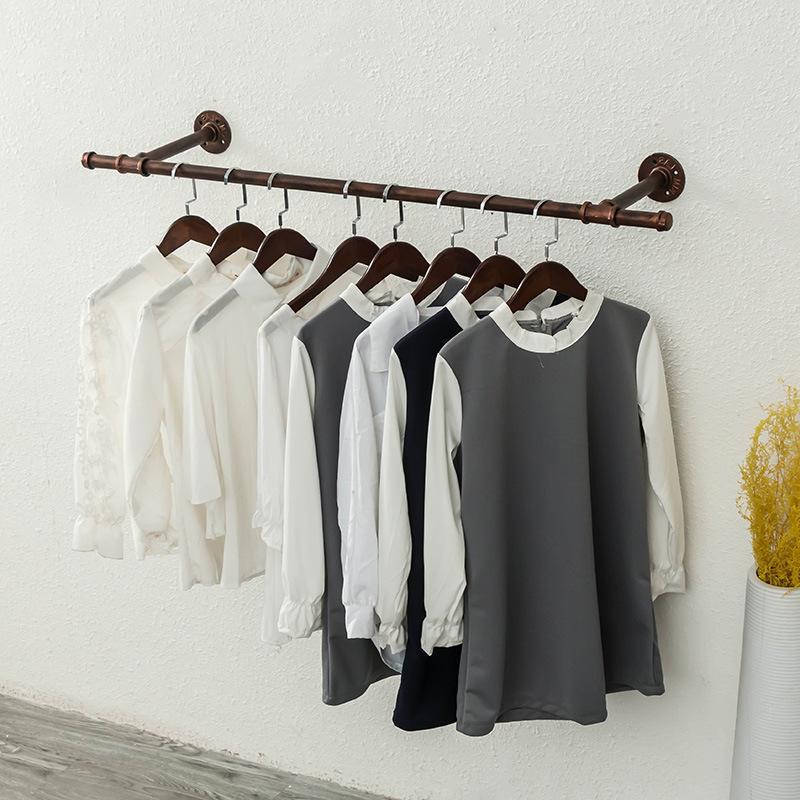 创意服装展示架上墙加厚衣服货架服装店墙壁挂衣架复古壁挂服装架