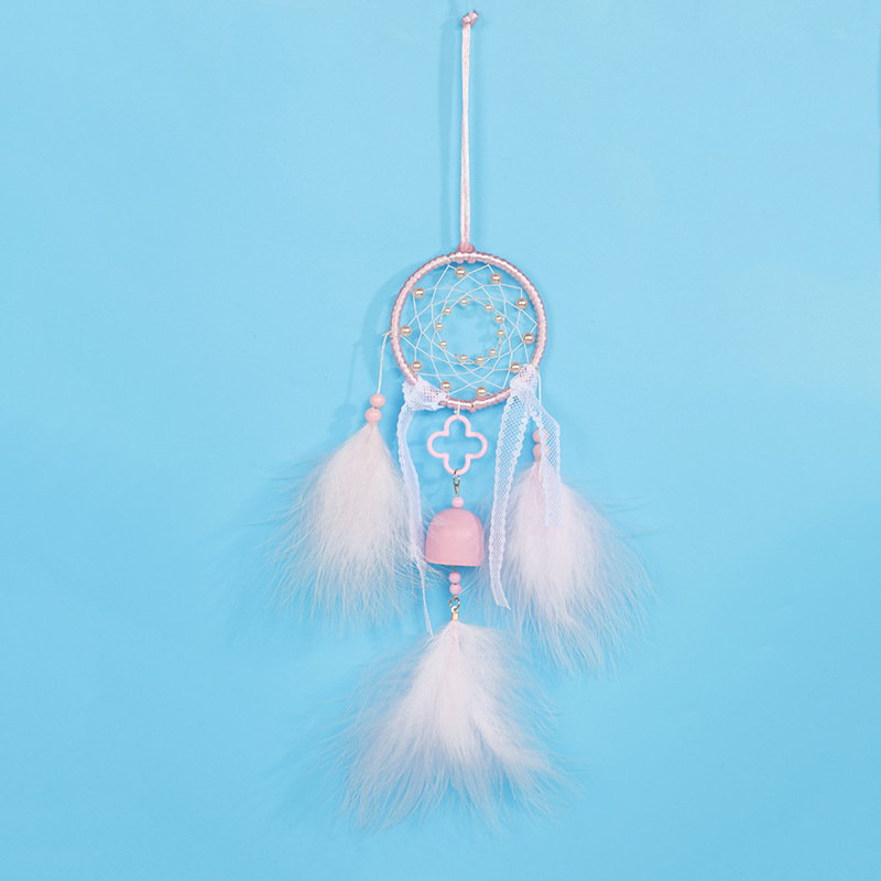 花の梦捕梦网四叶草风铃印第安铃铛挂件少女心梦幻挂饰汽车内装饰