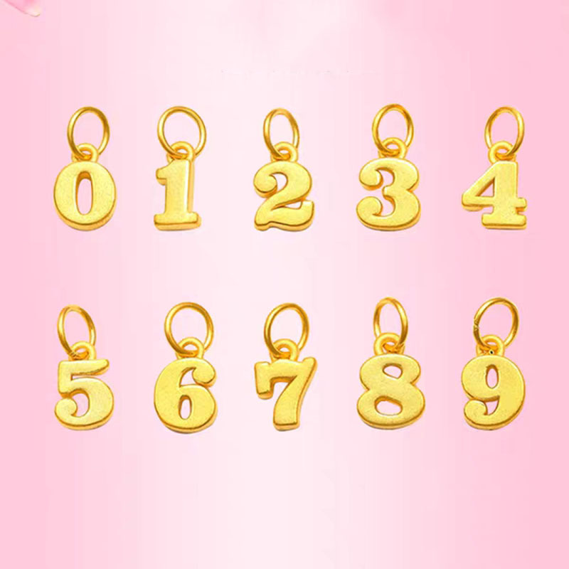 黄金999数字吊坠3d硬金挂坠情人节数字饰品配件女款饰品配件批发