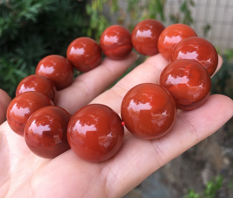 收藏级凉山川料南红满肉手串红润火焰纹18mm以上直播货源厂家直销